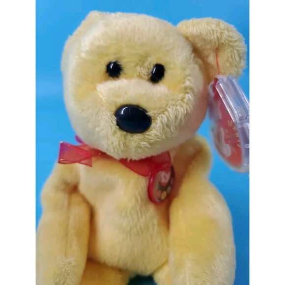 TY Beanie Baby TRADEE Bear Internet Exclusive Beanbag Plush Stuffed Teddy Yellow - Picture 2 of 10